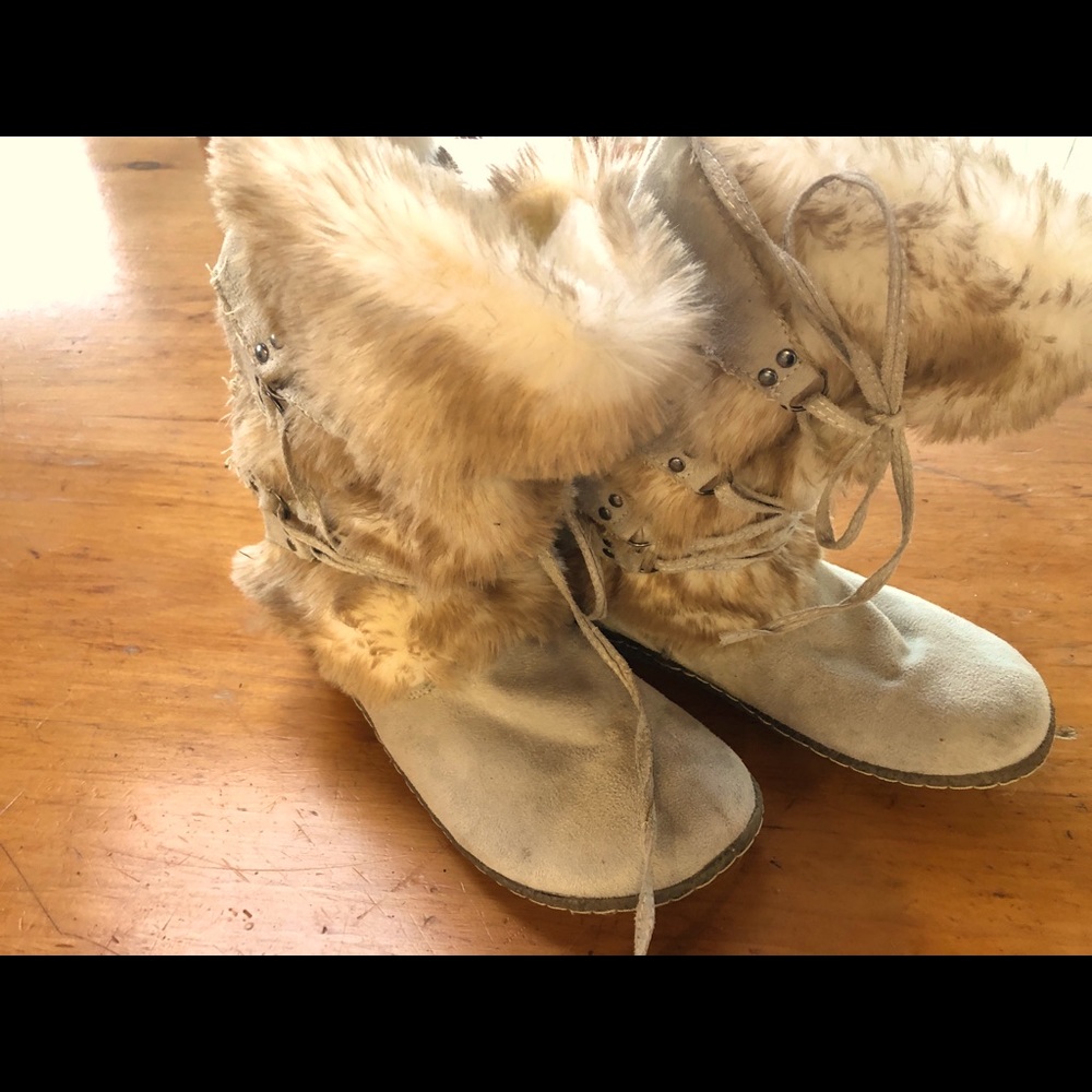 Ferocious furry suede booties.
